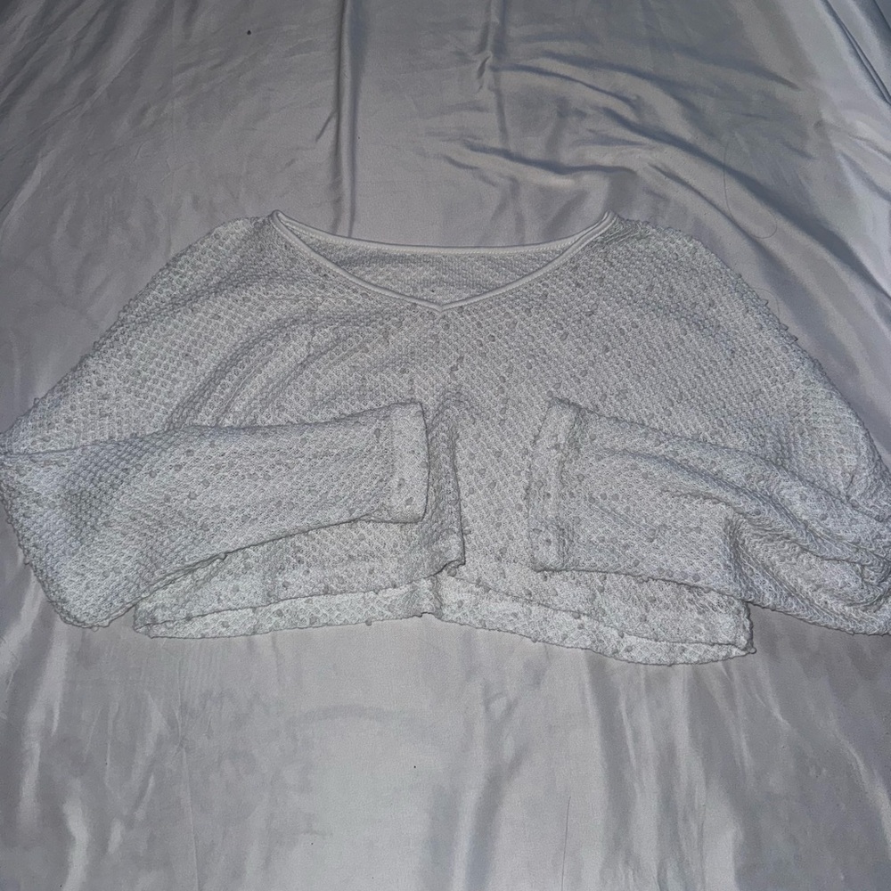 White Knit Cropped Sweater
